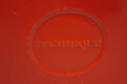 Technique 4 Quart Red Cast Iron Dutch Oven Covered Pot with Tomato Design on Lid