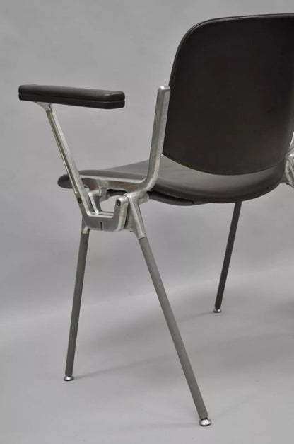 Giancarlo Piretti Castelli Italian Mid Century Modern Brown Arm Chairs - a Pair