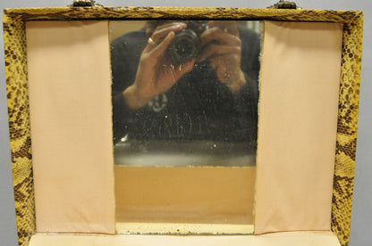 Vintage Mid Century Modern Faux Python Snakeskin Travel Toiletry Case Suitcase