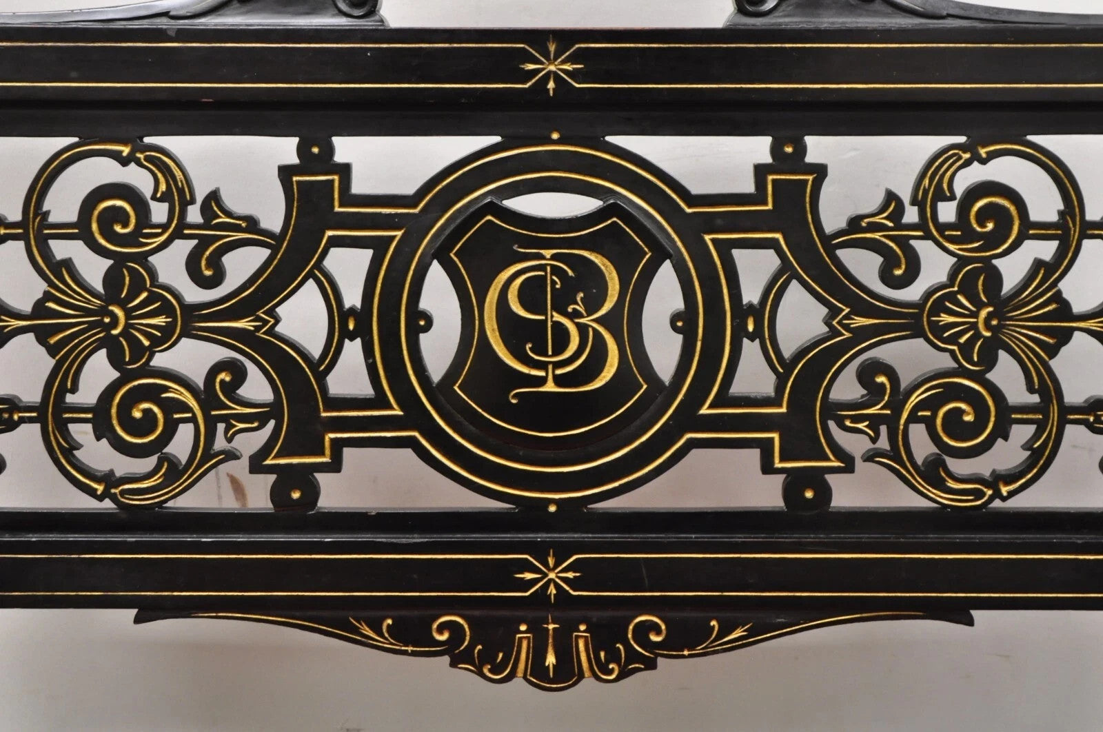 Antique Victorian Aesthetic Movement Ebonized Curule Throne Arm Chair with Lions