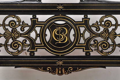 Antique Victorian Aesthetic Movement Ebonized Curule Throne Arm Chair with Lions