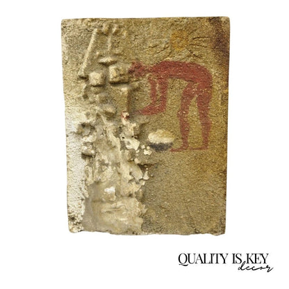 Antique Lost and Found Hieroglyphic Red Figure Egyptian Pottery 12 x 9 Tile C5