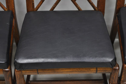 Vintage Hollywood Regency Faux Bamboo Lattice Dining Chair by Century - Set of 4