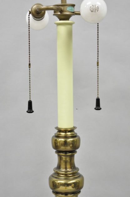 Vintage Stiffel Hollywood Regency Tall Brass Candlestick Column Table Lamp