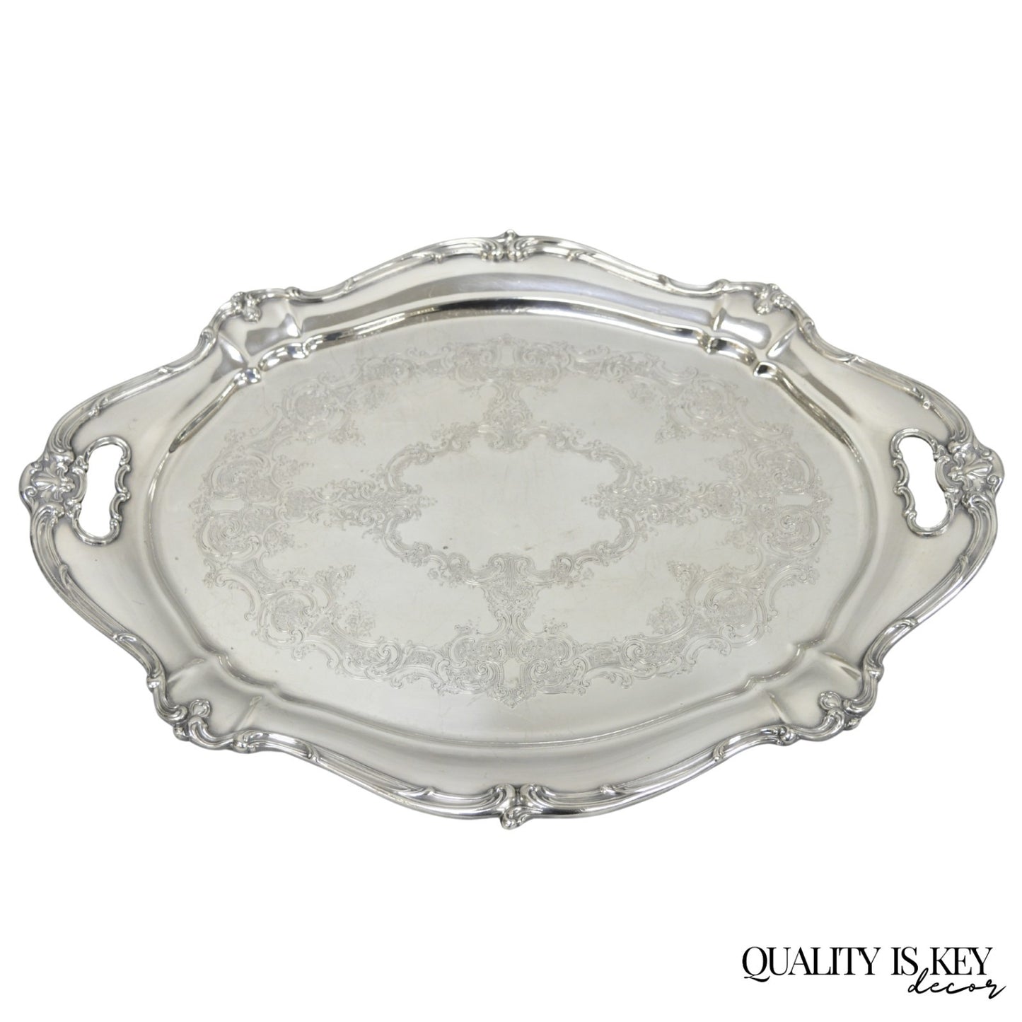 Antique Gorham Silver Plated Victorian Oval Butlers Serving Platter Bar Tray