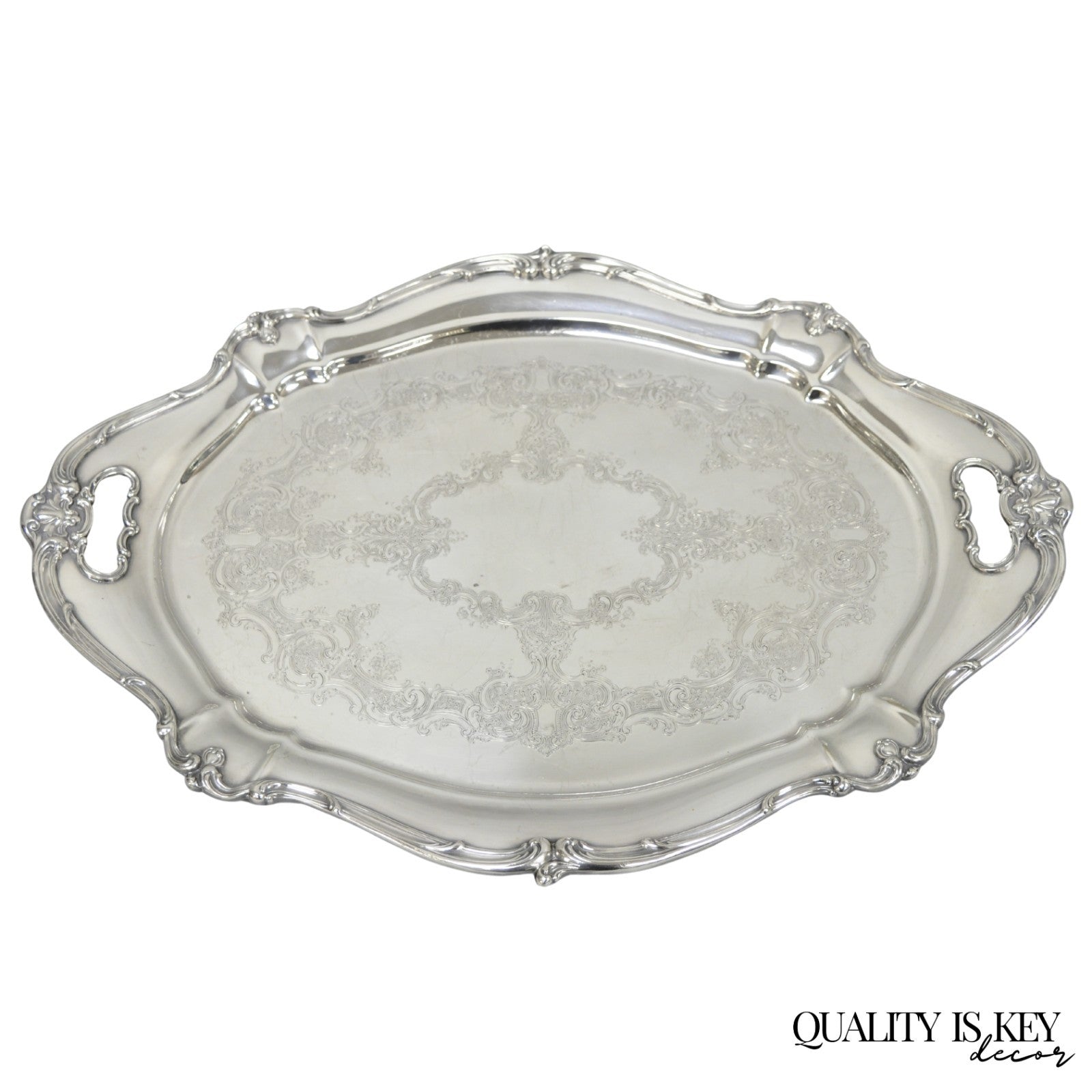 Antique Gorham Silver Plated Victorian Oval Butlers Serving Platter Bar Tray