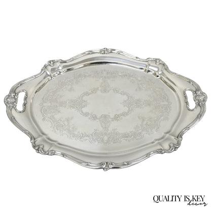 Antique Gorham Silver Plated Victorian Oval Butlers Serving Platter Bar Tray