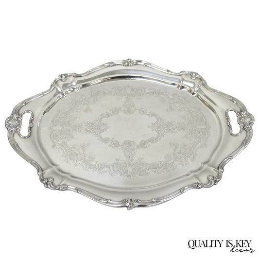 Antique Gorham Silver Plated Victorian Oval Butlers Serving Platter Bar Tray