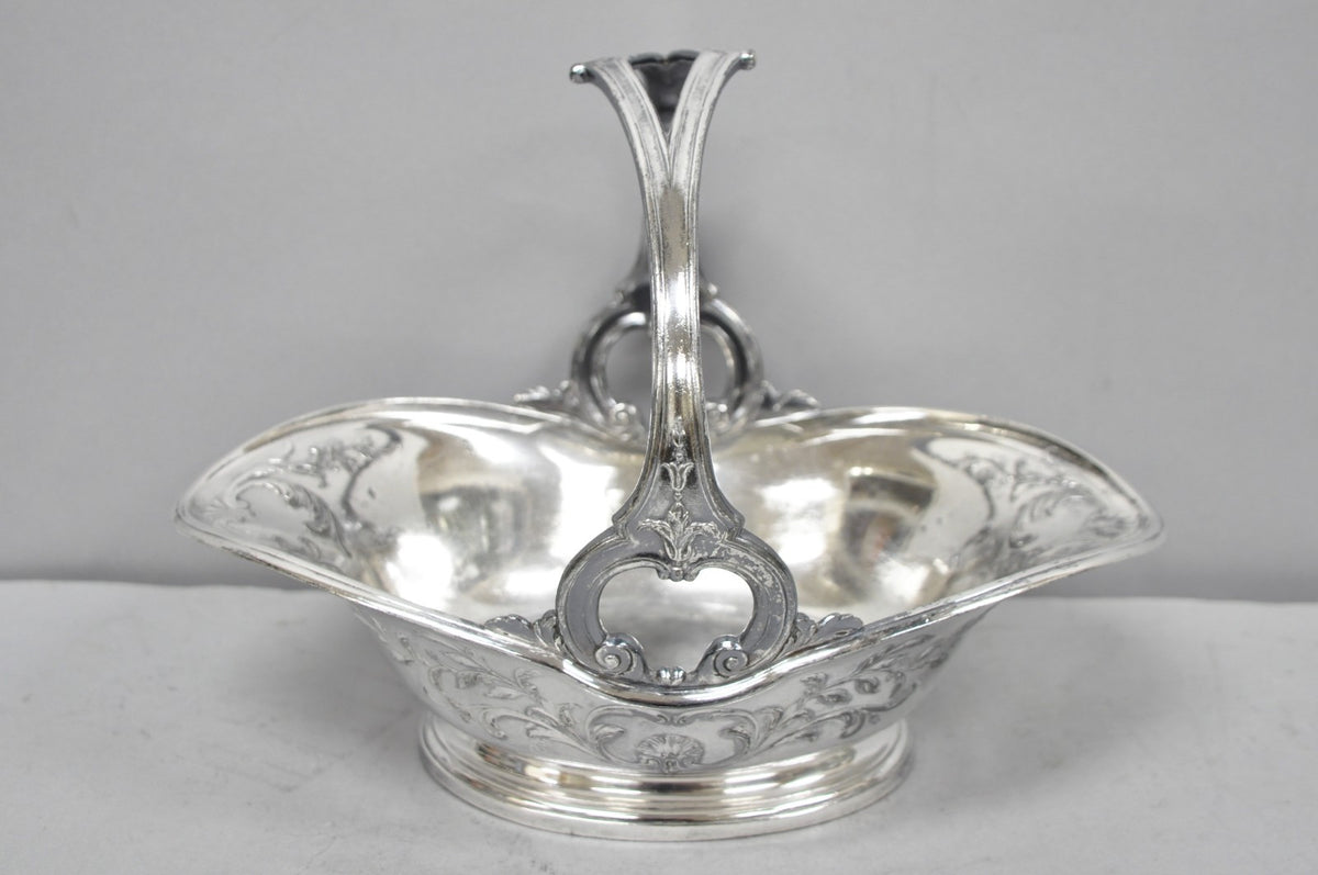 Antique Christofle Gallia French Art Nouveau Silver Plated Fruit Basket w Handle