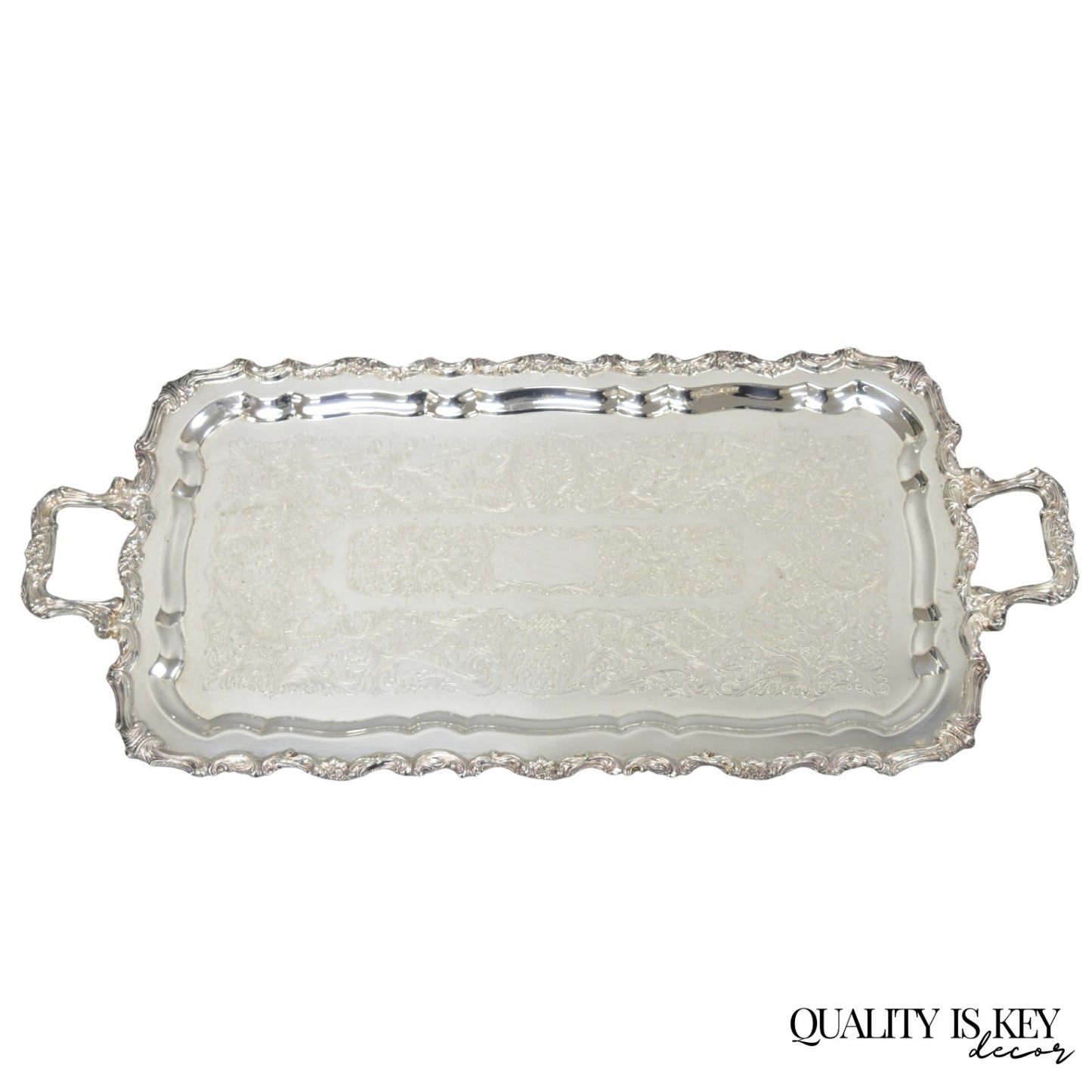 Vintage Sheridan Victorian Silver Plated Narrow Footed Serving Platter Bar Tray