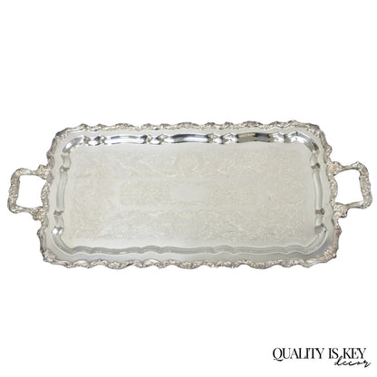 Vintage Sheridan Victorian Silver Plated Narrow Footed Serving Platter Bar Tray