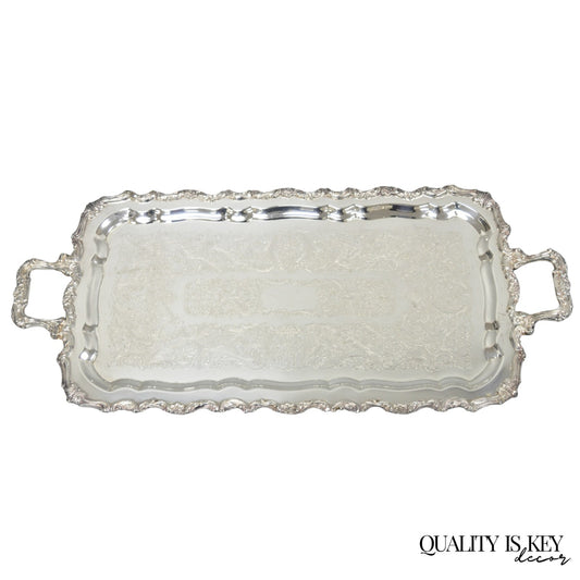 Vintage Sheridan Victorian Silver Plated Narrow Footed Serving Platter Bar Tray