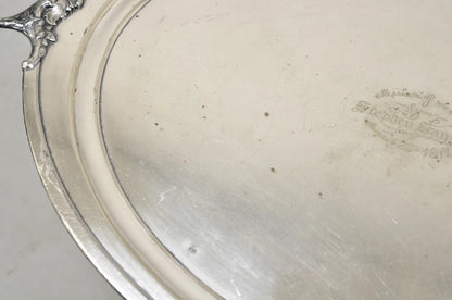 Antique Meriden B Co. Victorian Silver Plated Oval Serving Platter Tray Engraved