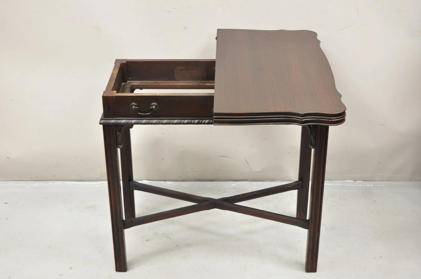Antique Georgian Chippendale Mahogany Convertible Flip Top Console Game Table