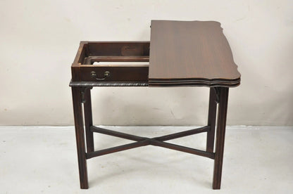 Antique Georgian Chippendale Mahogany Convertible Flip Top Console Game Table