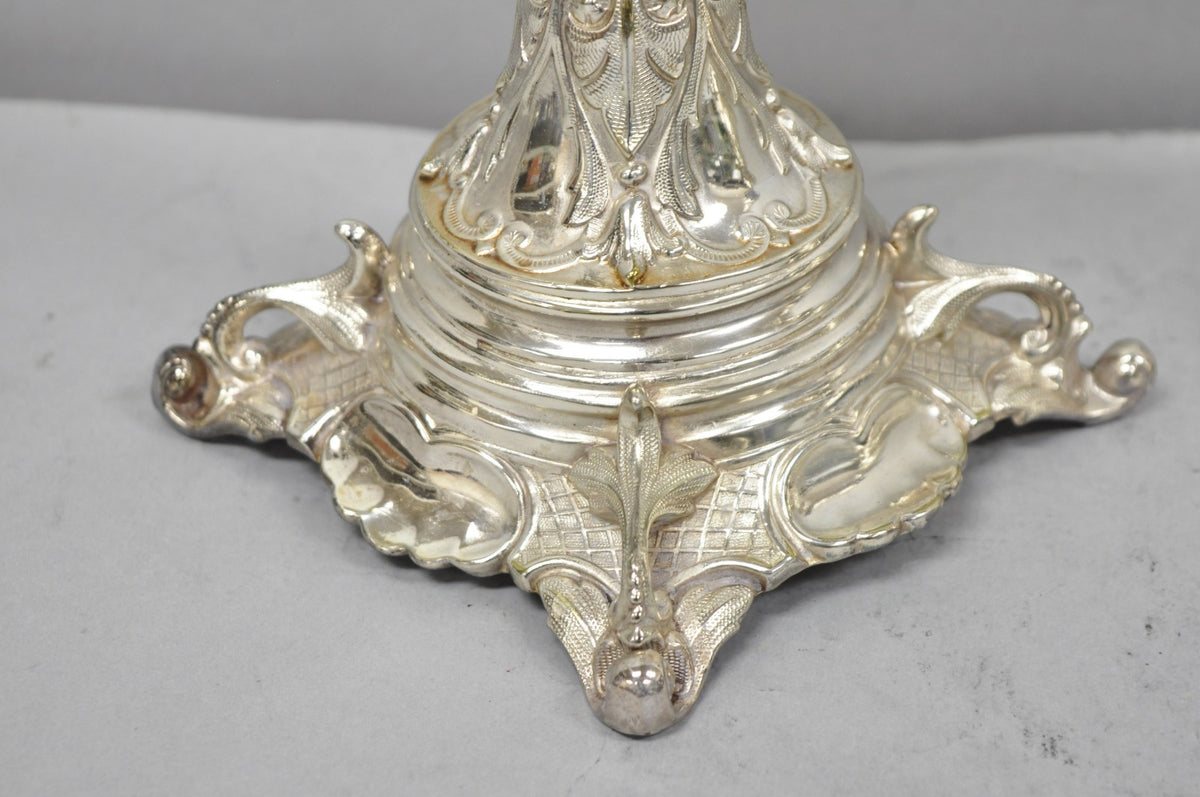 Antique Silver Plated WMF Warsaw Imperial Russia 12" Candlestick Holders - Pair