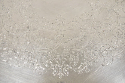 Vintage Victorian Silver Plated Round Scalloped Edge Dish Serving Platter Tray