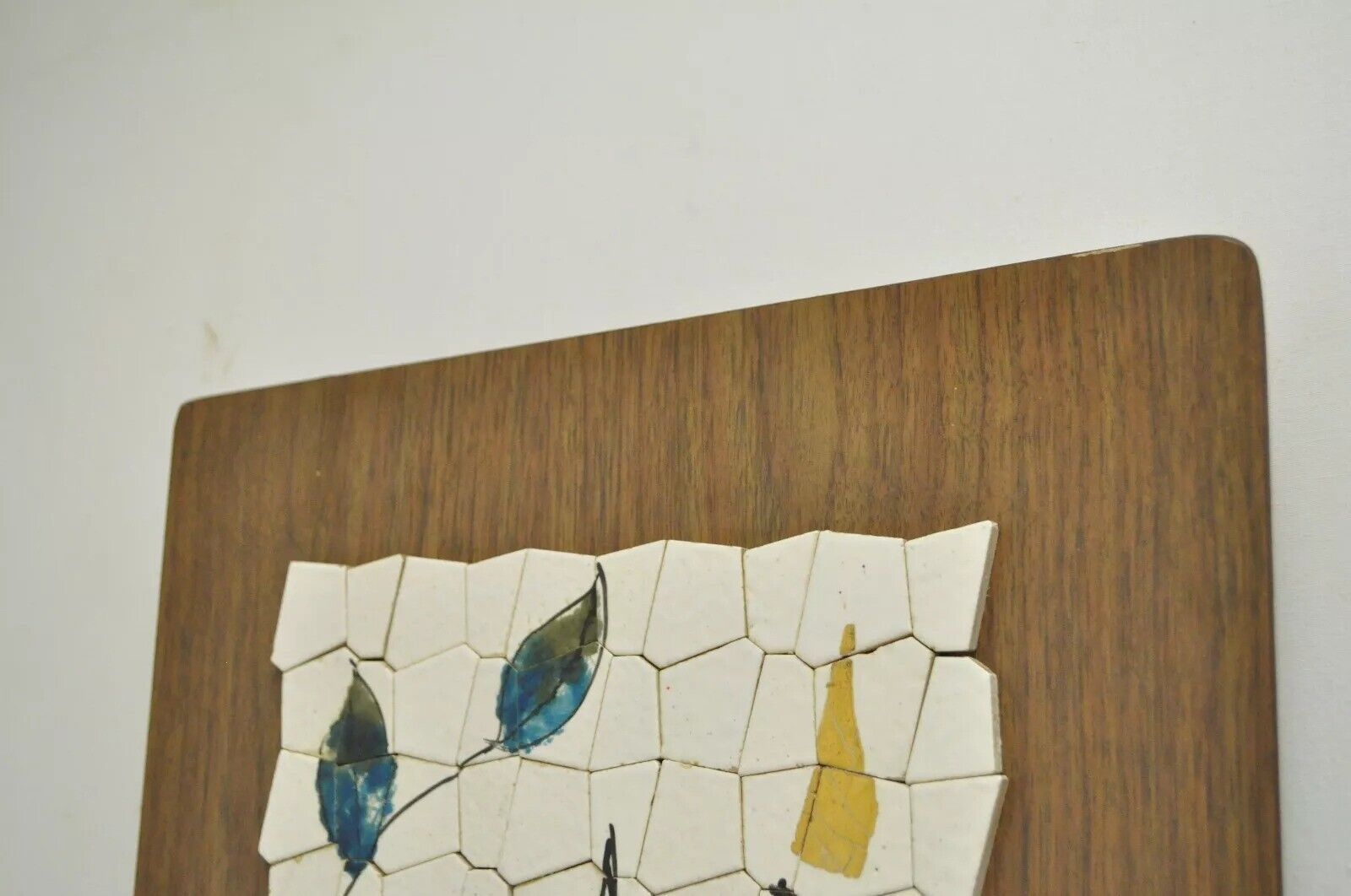 Vintage Andre Mid Century Modernist Abstract Music Instrument Tile Wall Art Pair
