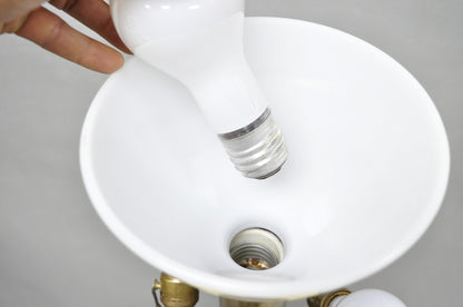 Vintage Chinoiserie English Regency Style Carved Wood Side Table Floor Lamp