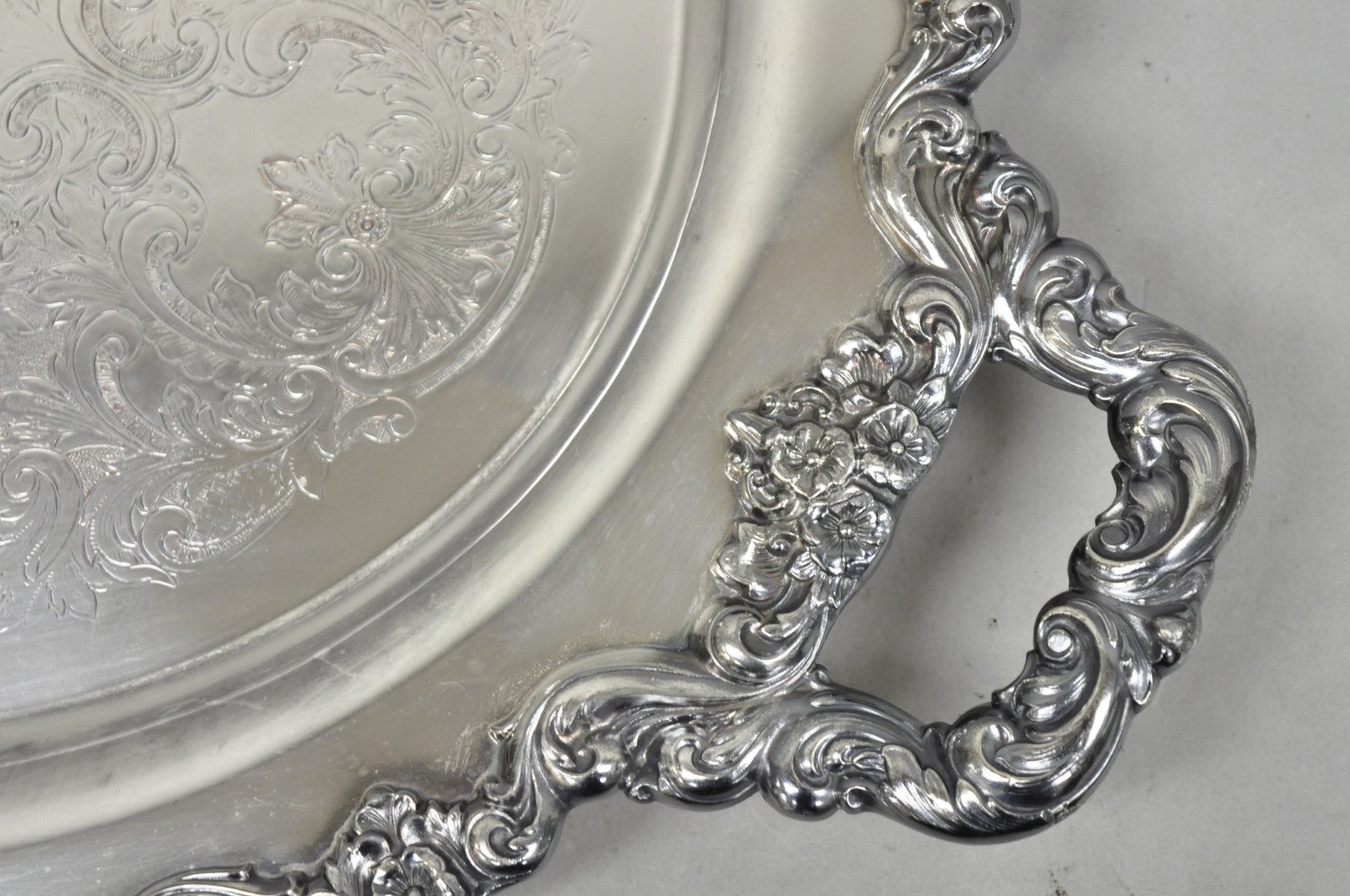 Vintage Poole 400 Lancaster Rose Silver Plated Bar Serving Platter Tray on Feet