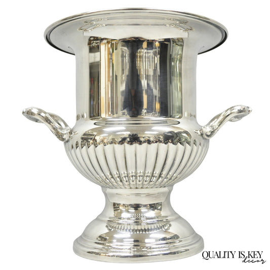 Vintage Regency Silver Plated Trophy Cup Urn Ribbed Champagne Chiller Ice Bucket