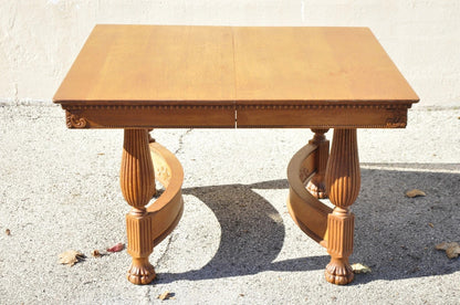 Antique Victorian Quarter Sawn Golden Oak 48" Square Dining Table with 2 Leaves