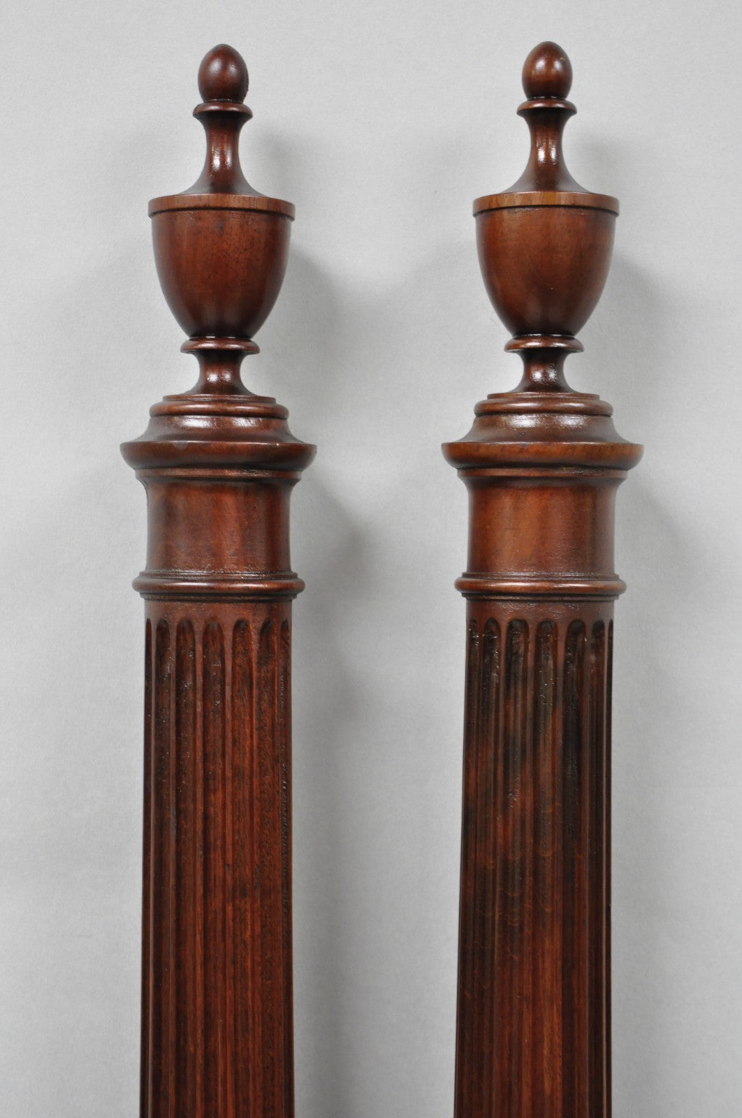 Antique Sheraton Federal Pinwheel Inlay Mahogany 4 Poster Twin Bed Frame - Pair