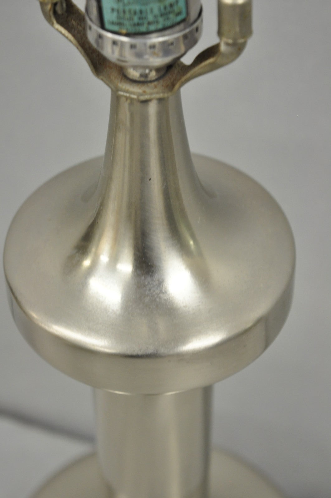 Vintage Mid Century Modern Sculpted Steel Metal "Bishop" Table Lamp by Laurel