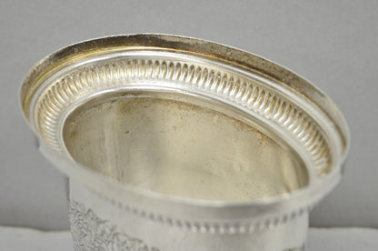 Vintage English Regency Silver Plated Small Lion Head Oval Desk Biscuit Barrel