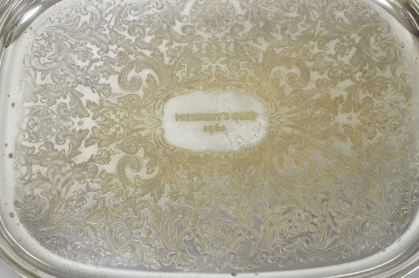 Vintage "President's Club 1961" Silver Plated Award Serving Platter Butlers Tray