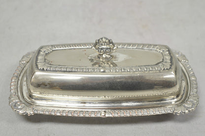 Vintage Victorian Silver Plated Repousse Covered Butter Dish w/ Glass Liner