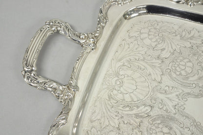 Vintage WM A Rogers Victorian Silver Plated Twin Handle Serving Platter Bar Tray