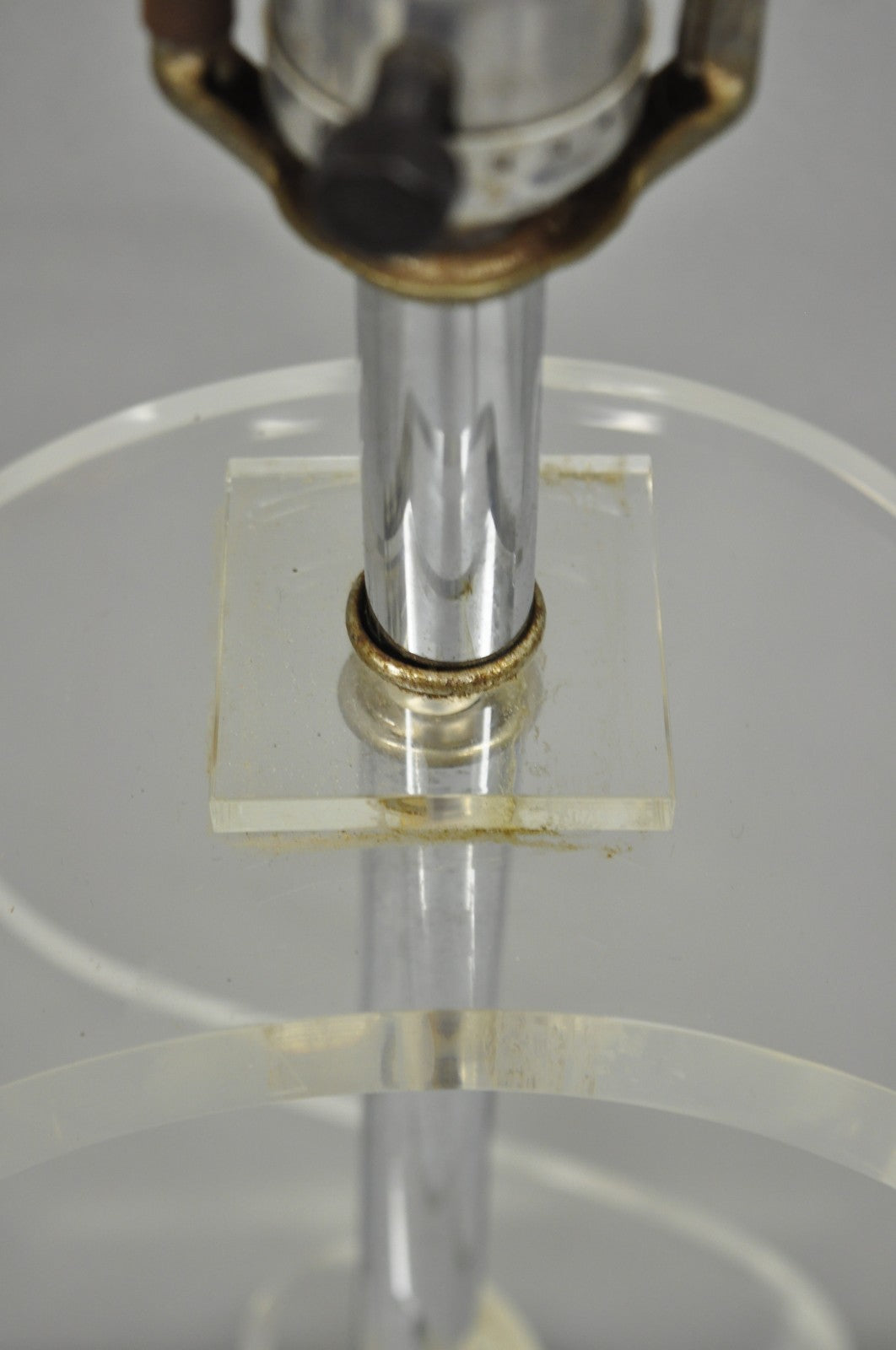 Vintage Mid Century Modern Clear Lucite "S" or "$" Sculptural Table Lamp