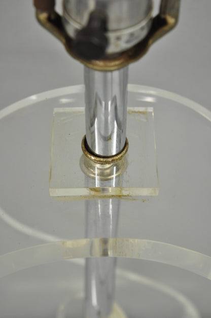 Vintage Mid Century Modern Clear Lucite "S" or "$" Sculptural Table Lamp