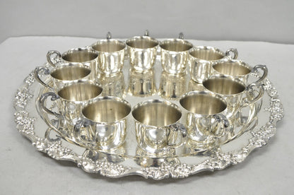 Vintage Sheridan Victorian Silver Plated Punch Bowl Set w/ 12 Cups and Tray