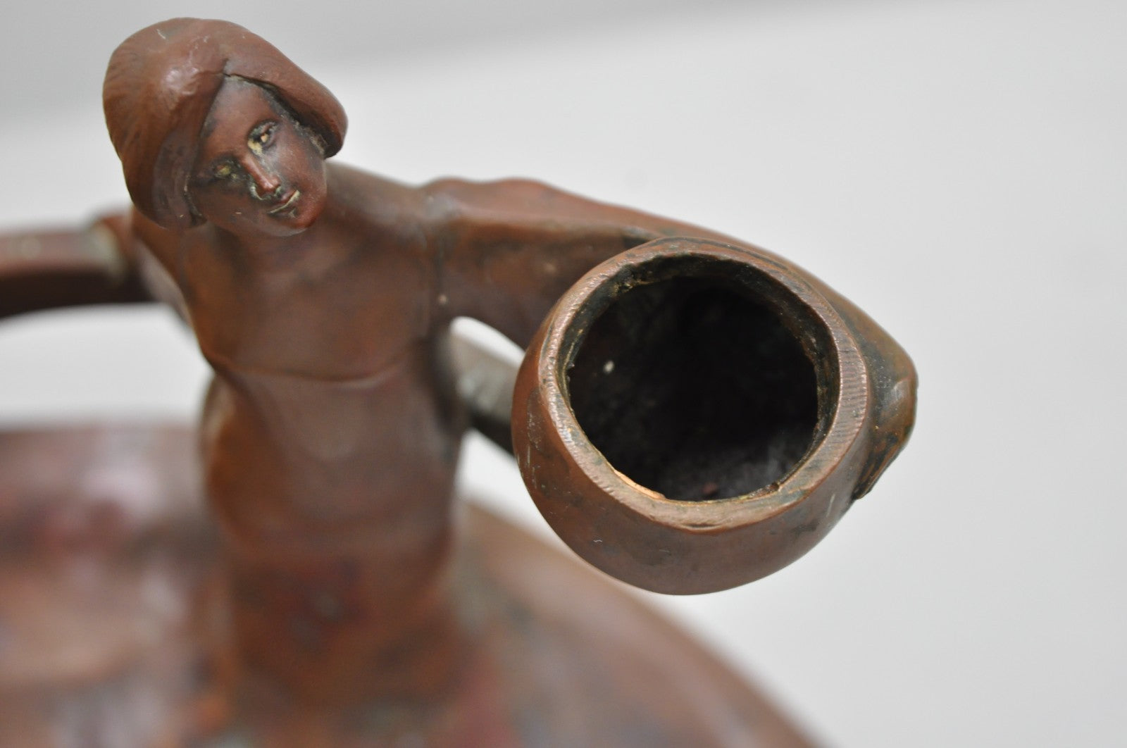 Antique Art Nouveau Austrian Bronze Woman Figural Sculpture Candlestick Holder