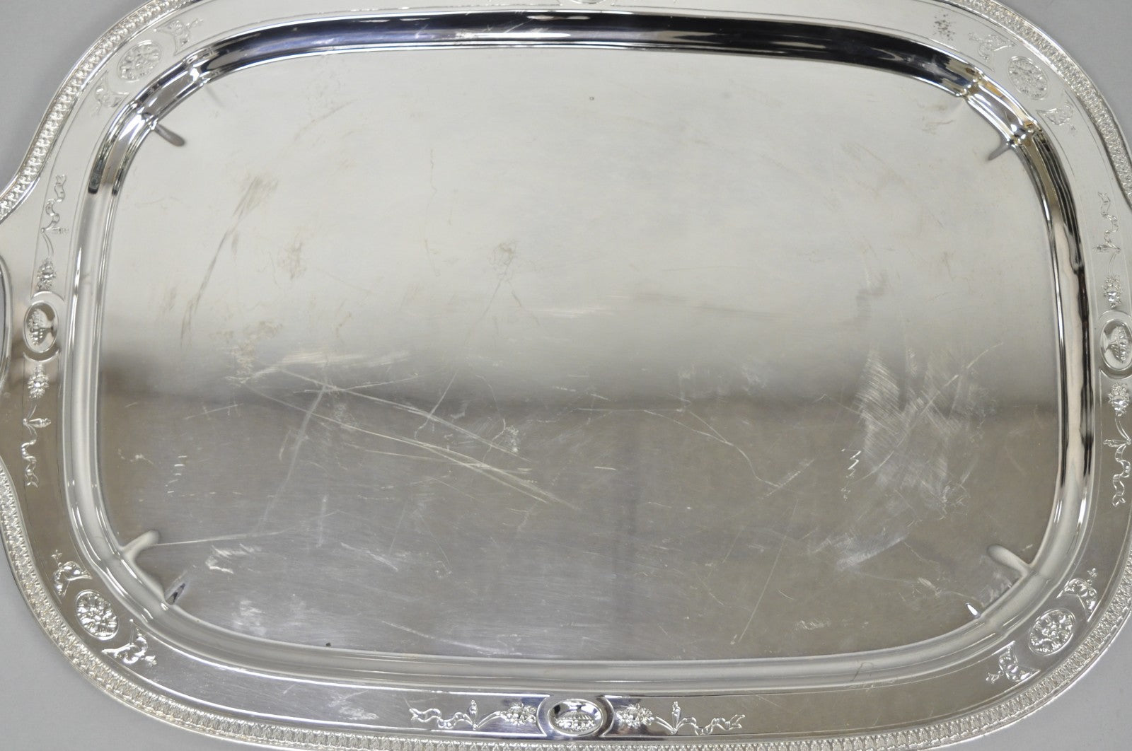 Antique Reed & Barton 04072 English Edwardian Silver Plater Serving Platter Tray