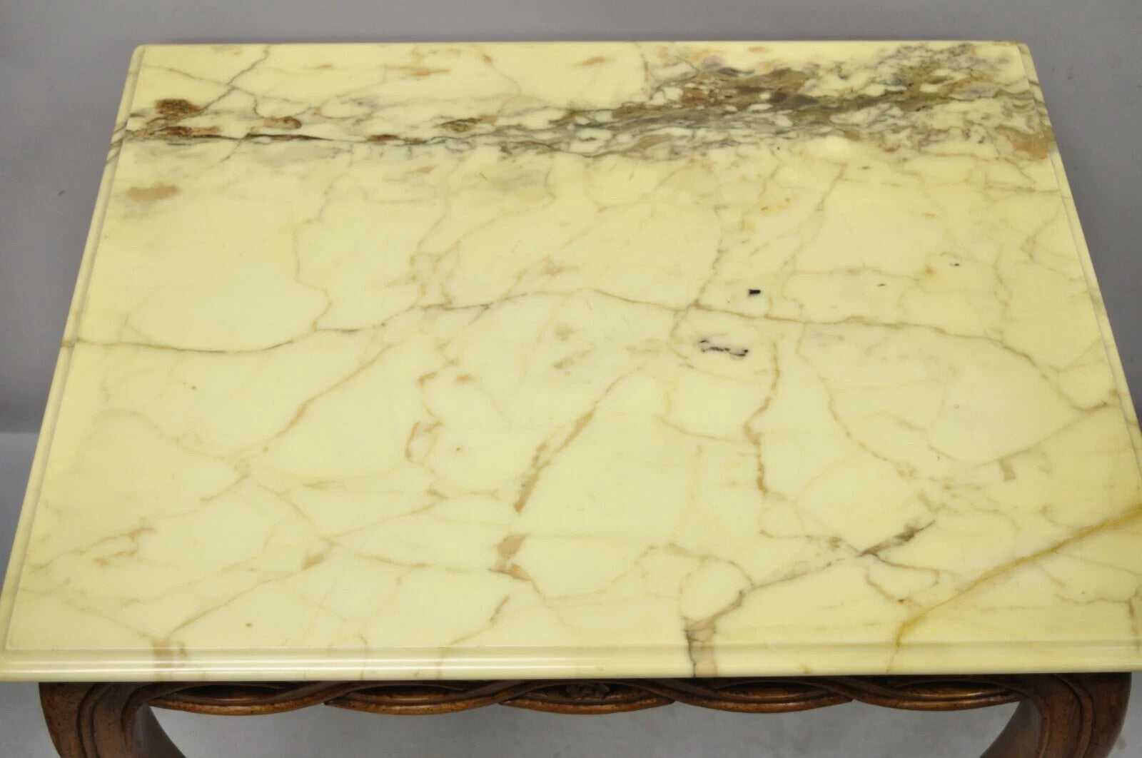 Vintage Hollywood Regency Provincial Pretzel Twist Marble Resin Side End Table