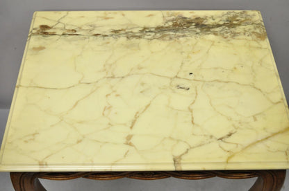 Vintage Hollywood Regency Provincial Pretzel Twist Marble Resin Side End Table