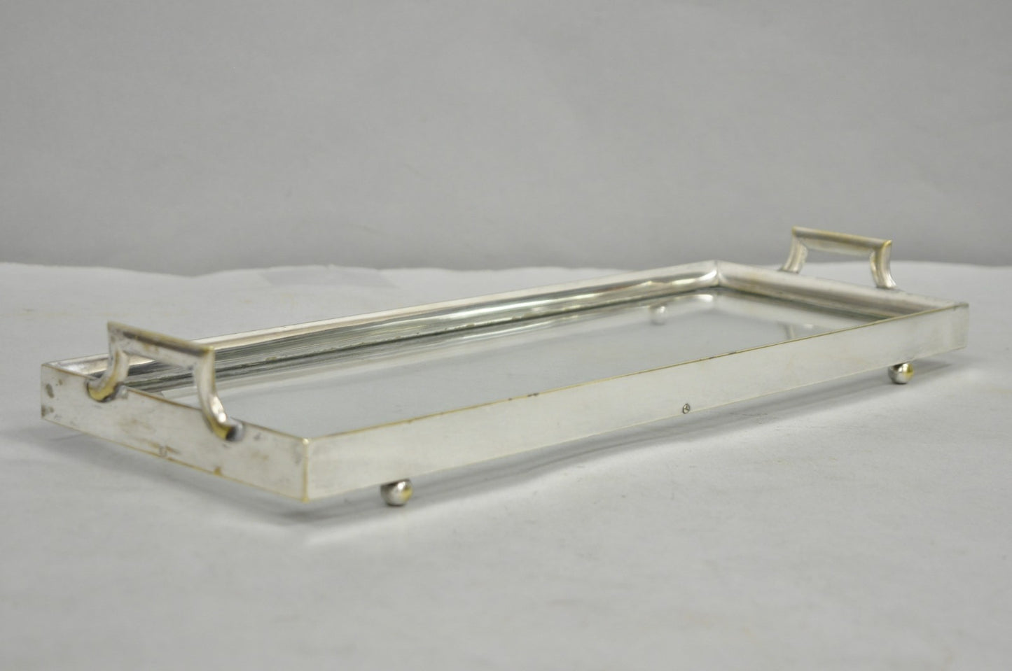 Art Deco Austrian Silver Plated Cut Glass Casket Trinket Box Set w/ Tray - 3 Pcs