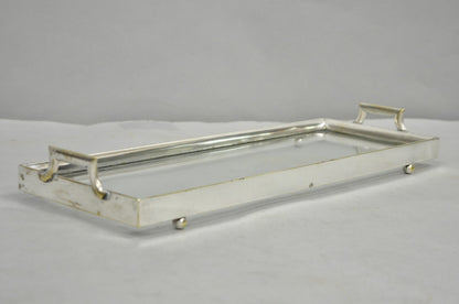 Art Deco Austrian Silver Plated Cut Glass Casket Trinket Box Set w/ Tray - 3 Pcs