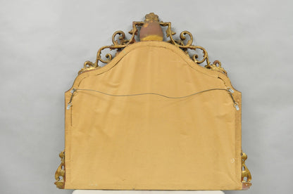 Antique French Neoclassical Baroque Gold Gilt Gesso Red Glass Frame Wall Mirror