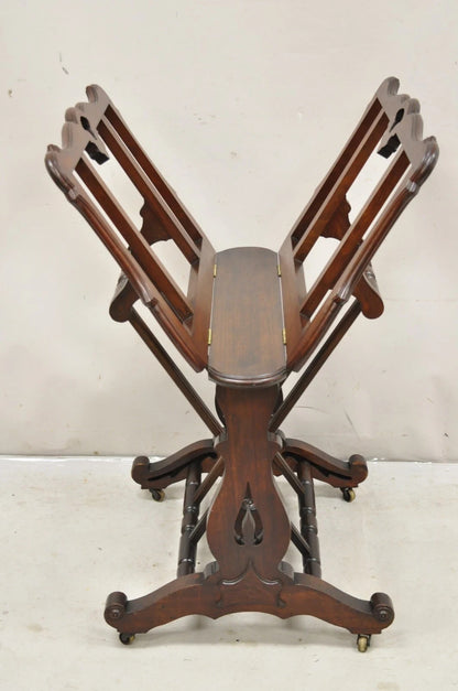 Antique American Victorian Carved Black Walnut Adjustable Folio Print Stand