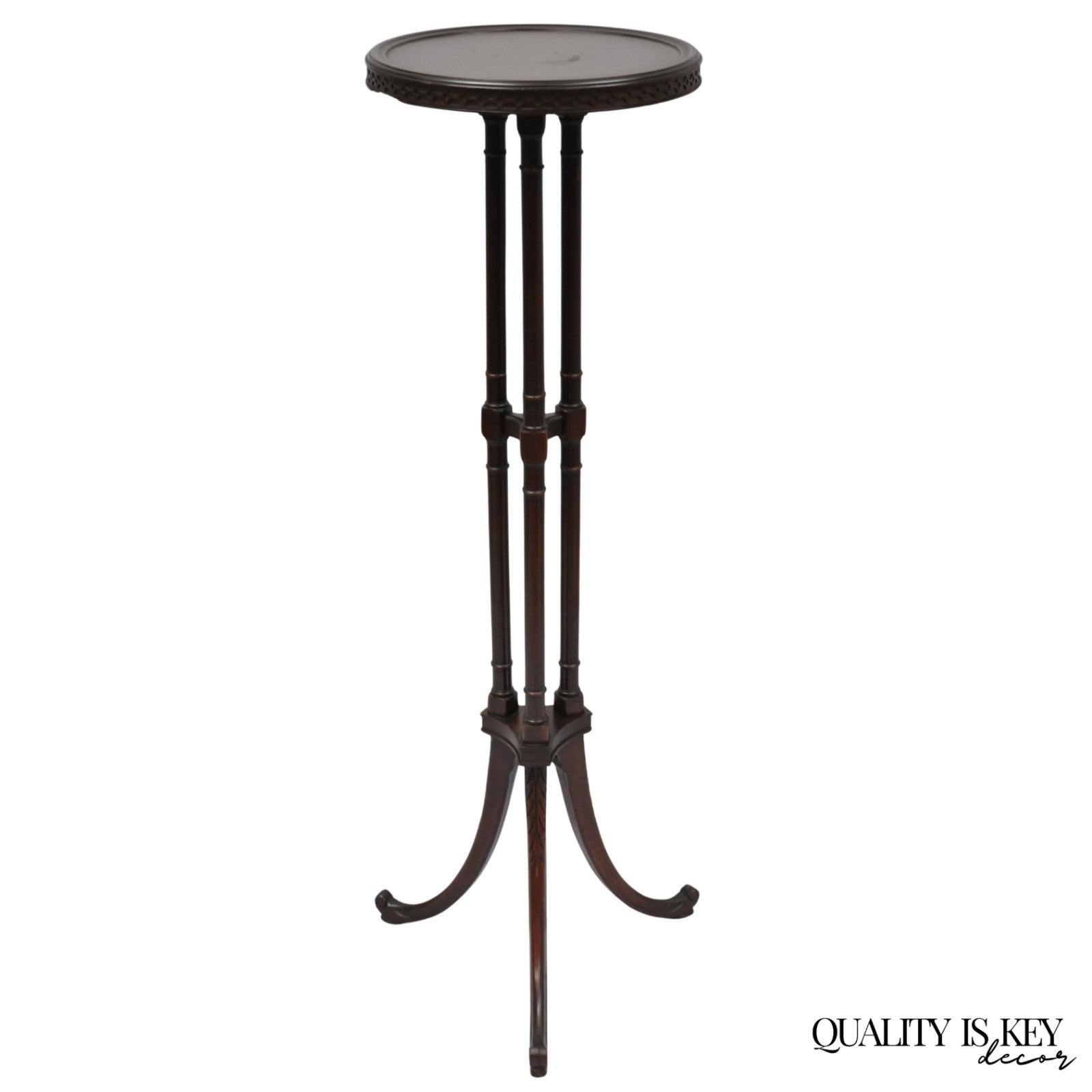 Vintage Mersman Regency Style Mahogany 46" Tall Pedestal Plant Stand Table