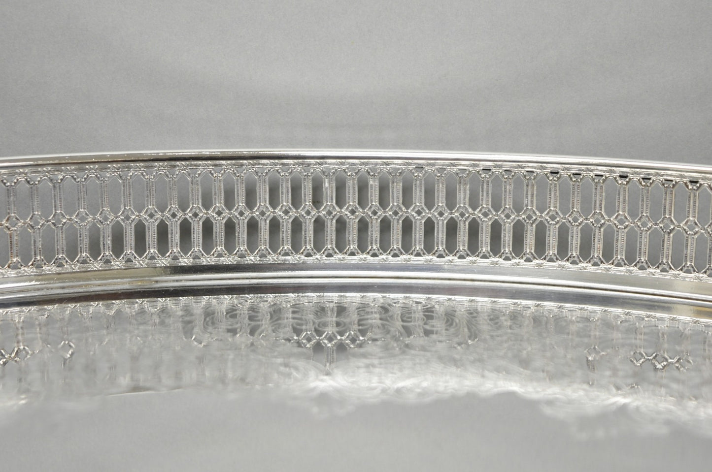 Vintage William Adams WA Italy Silver Plated Oval Raised Gallery Bar Tray