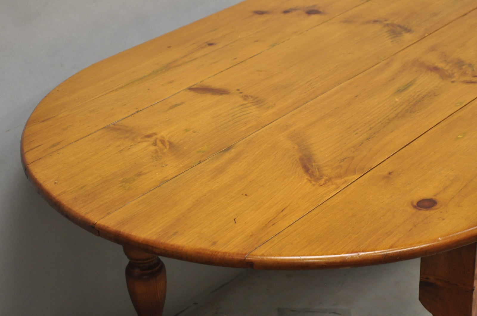 Vintage French Country Oval Pine Wood 78" Baluster Leg Farmhouse Dining Table