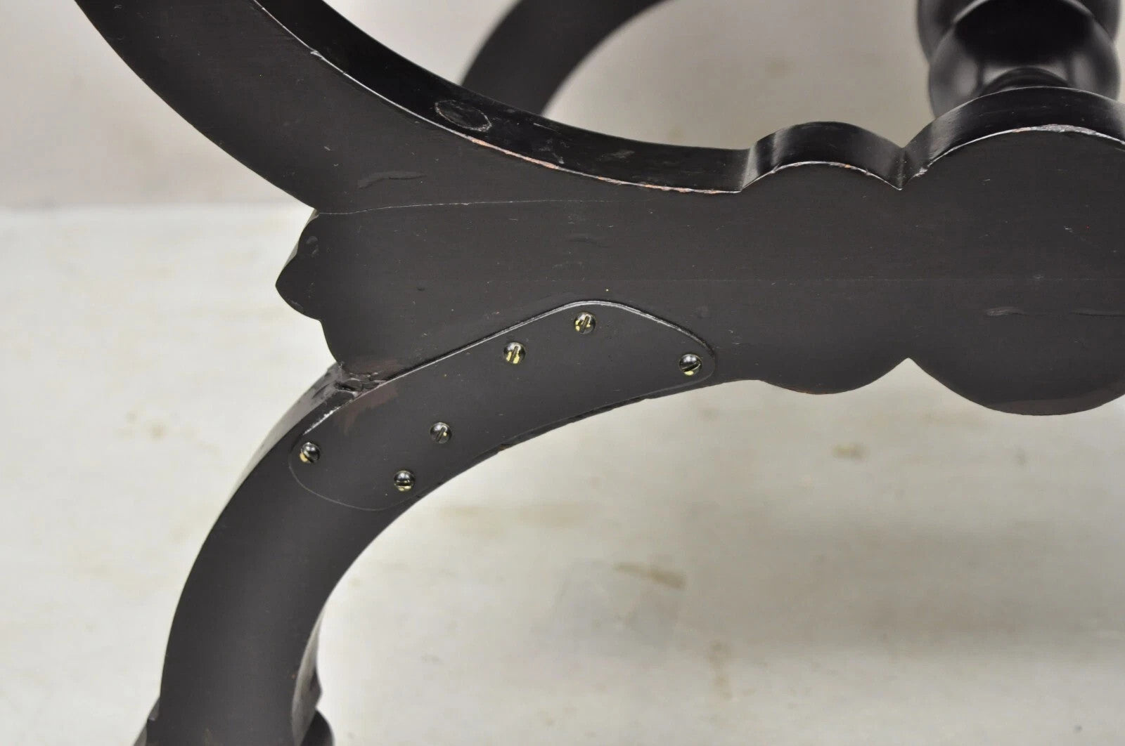 Antique Victorian Aesthetic Movement Ebonized Curule Throne Arm Chair with Lions