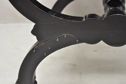 Antique Victorian Aesthetic Movement Ebonized Curule Throne Arm Chair with Lions