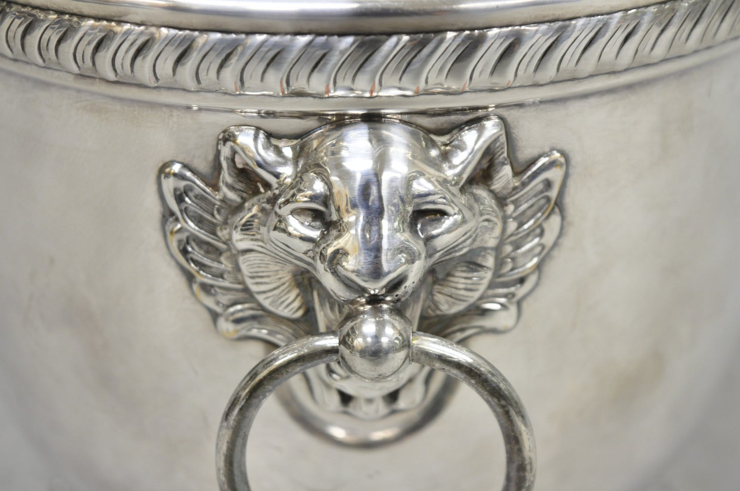 Poole English Regency Silver Plated Lion Head Champagne Chiller Ice Bucket