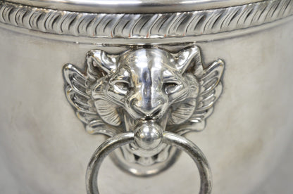 Poole English Regency Silver Plated Lion Head Champagne Chiller Ice Bucket